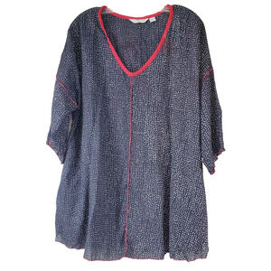 Lyng Womens Large Tunic Top Rayon Art To Wear‎ Black White Lagenlook Bohemian